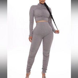 🕸️ My Number One Ruched Legging Set - Heather Grey